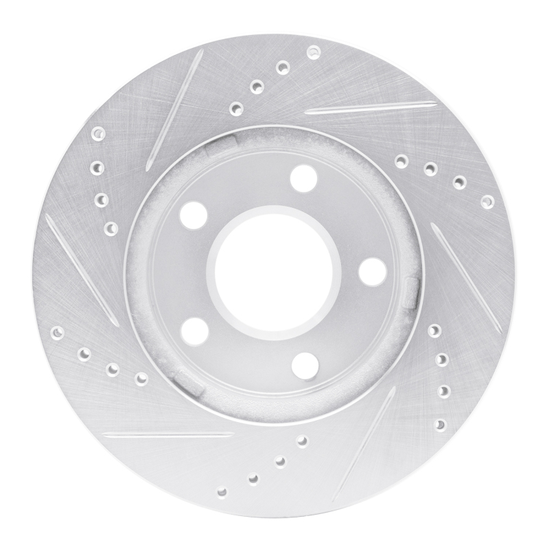 Chevrolet Classic Brake Rotor (1) - Front Right - R1 Concepts - Drilled & Slotted - Silver - `97-`05